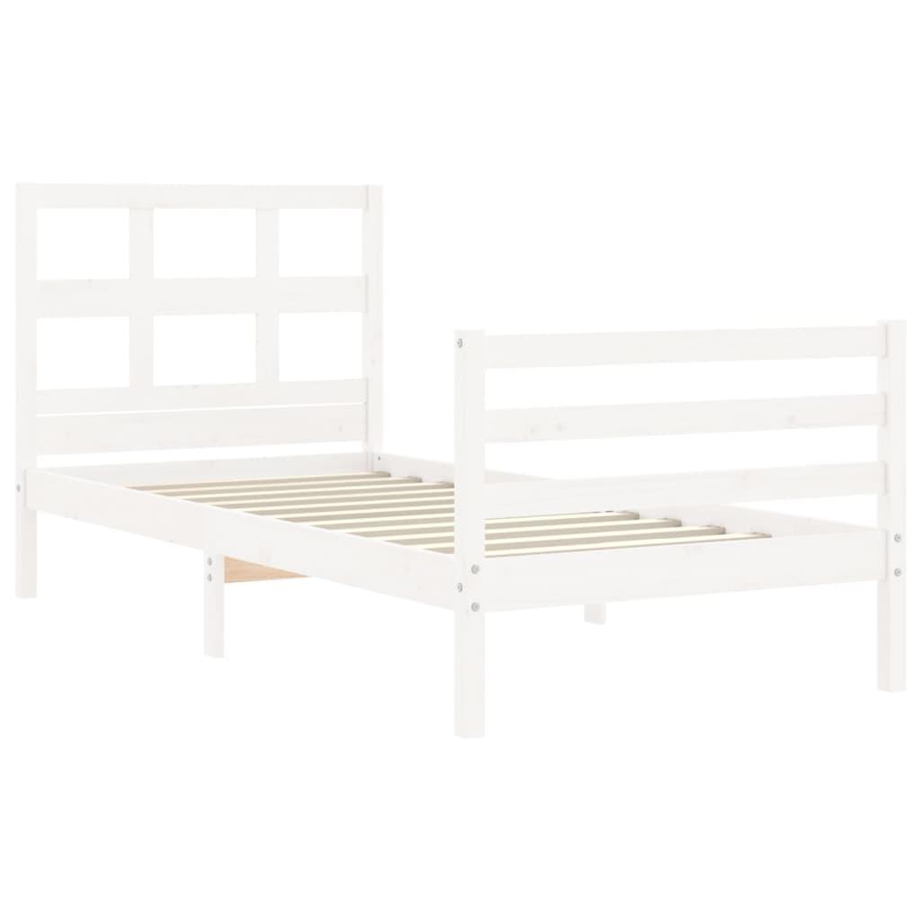 Bed Frame without Mattress White 90x190 cm Solid Wood