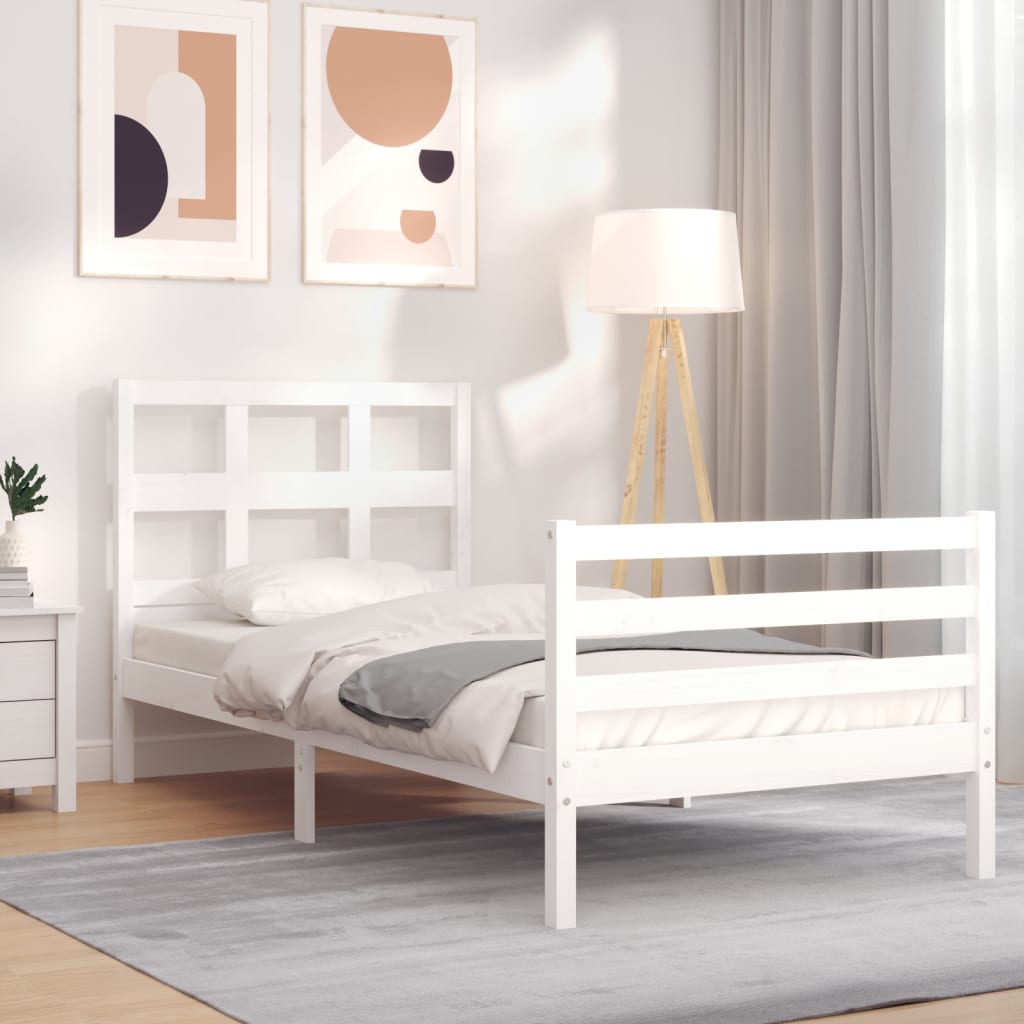 Bed Frame without Mattress White 90x190 cm Solid Wood