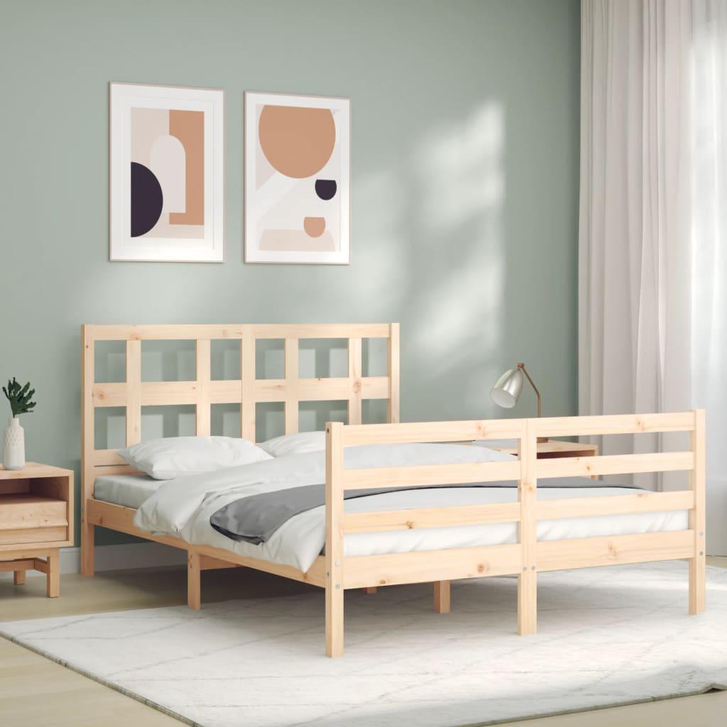 Bed Frame without Mattress 135x190 cm Solid Wood