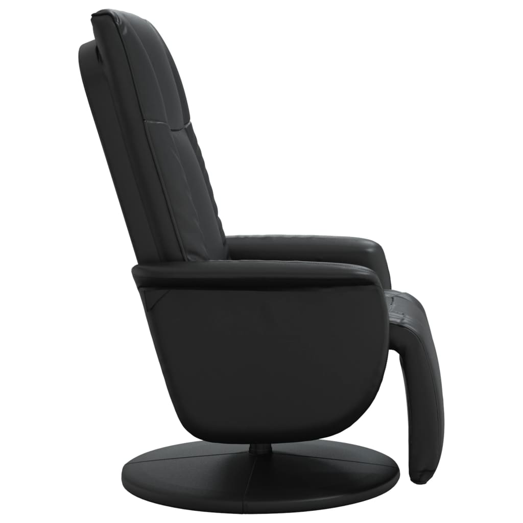 Recliner Chair with Footrest Black Faux Leather