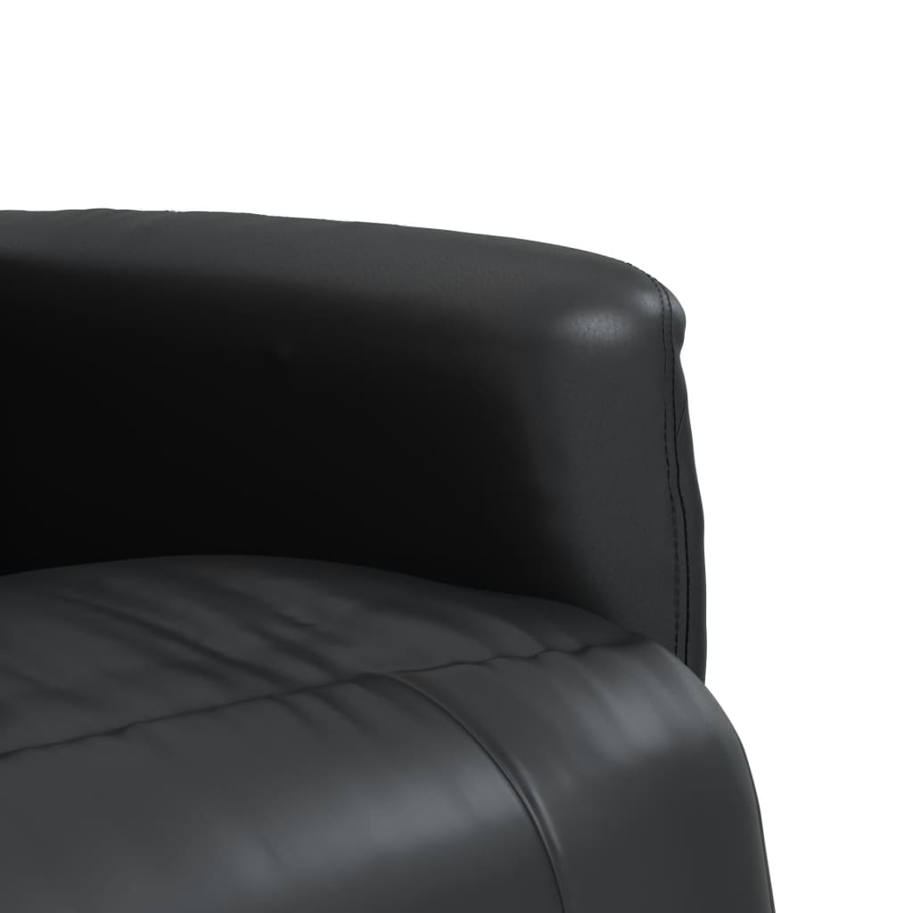 Recliner Chair with Footrest Black Faux Leather