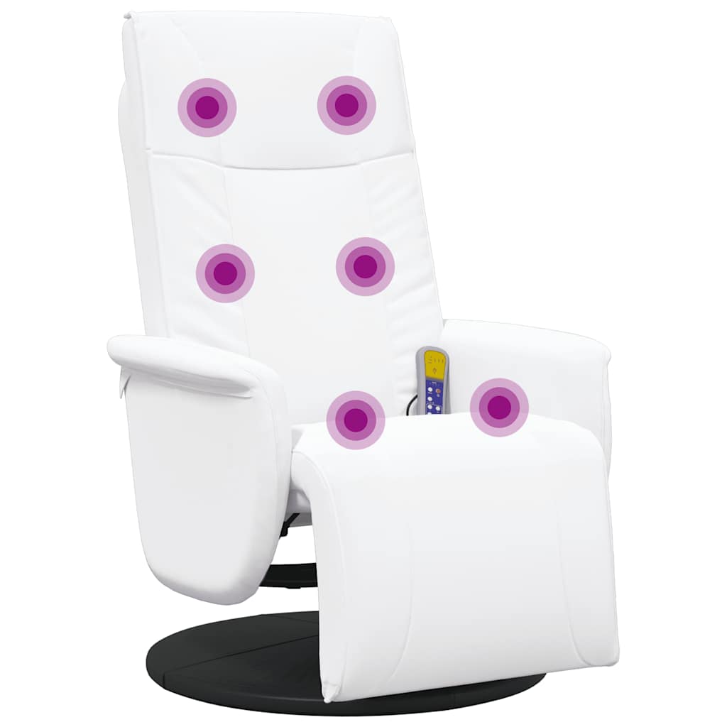 Massage Recliner Chair with Footrest White Faux Leather