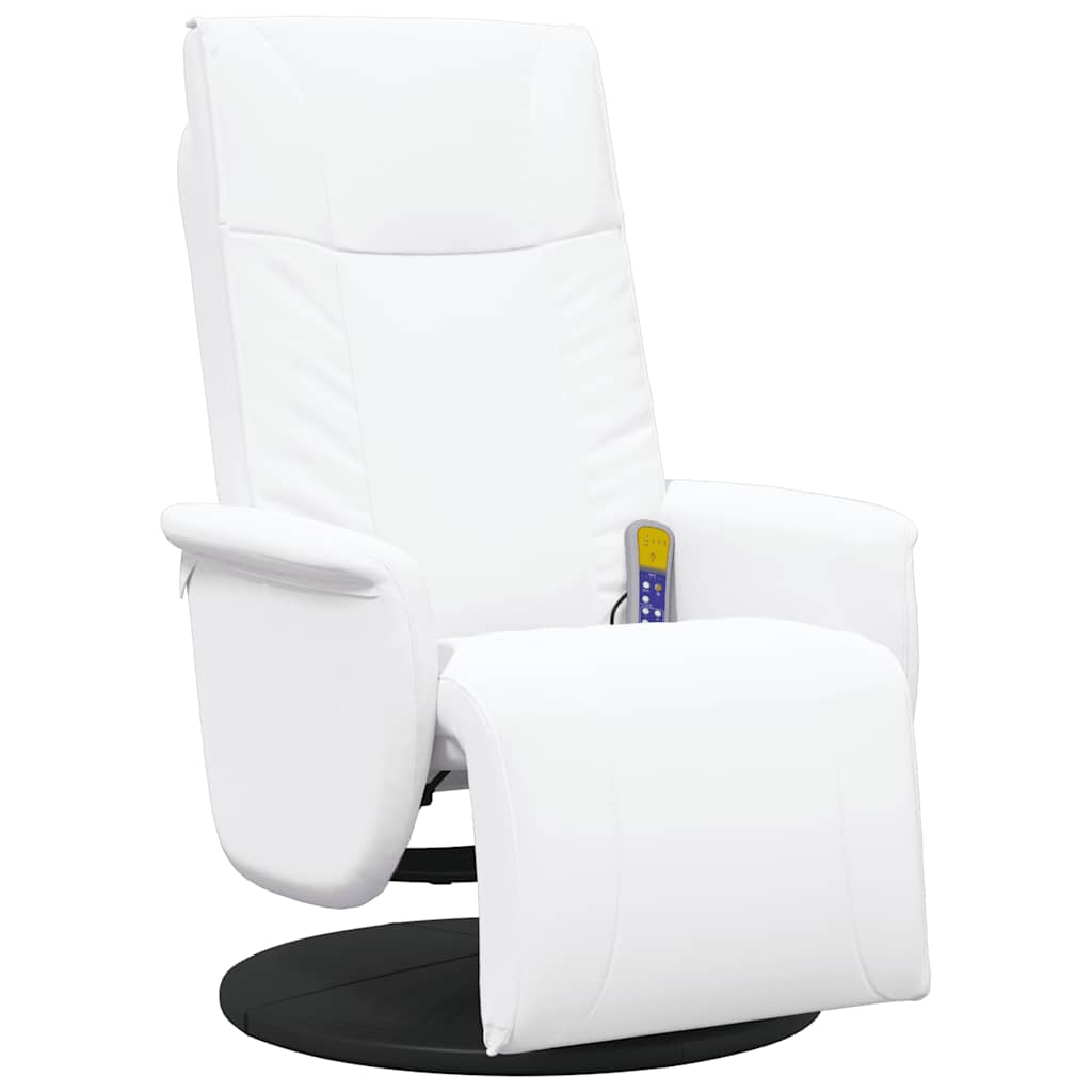 Massage Recliner Chair with Footrest White Faux Leather