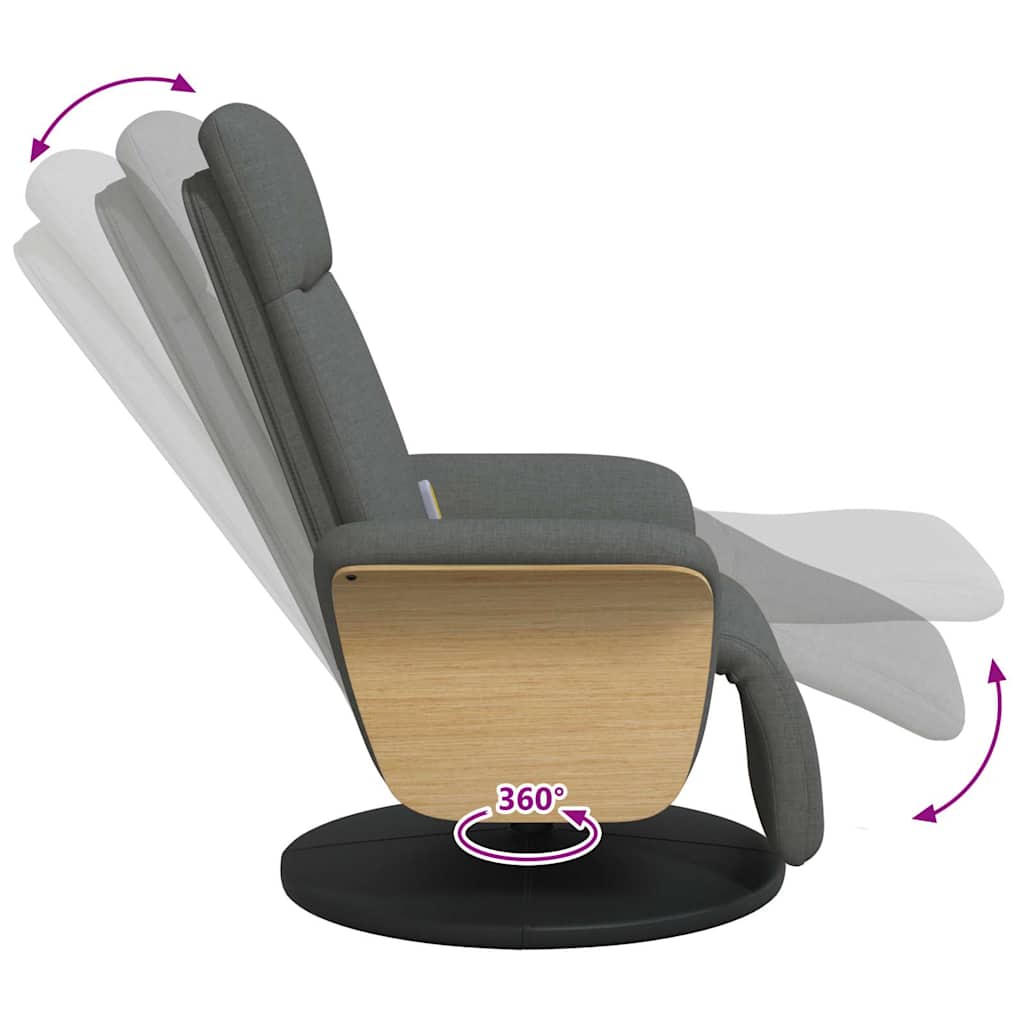 Massage Recliner Chair with Footrest Dark Grey Fabric