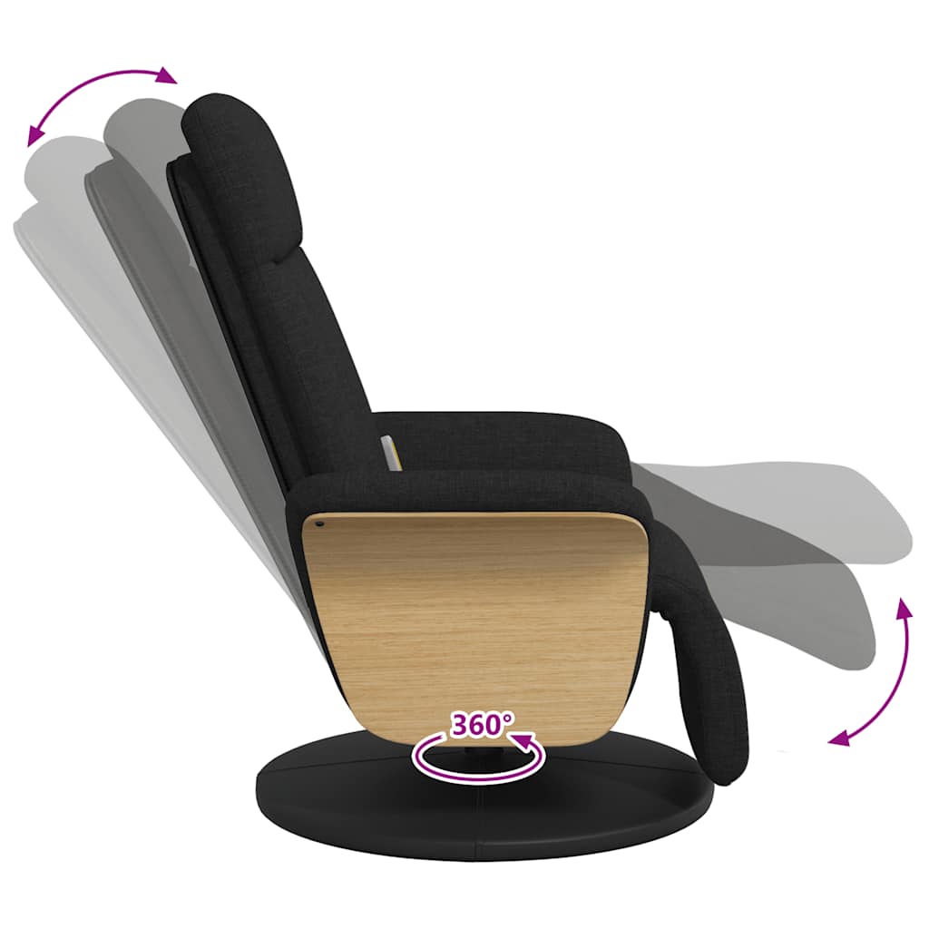 Massage Recliner Chair with Footrest Black Fabric