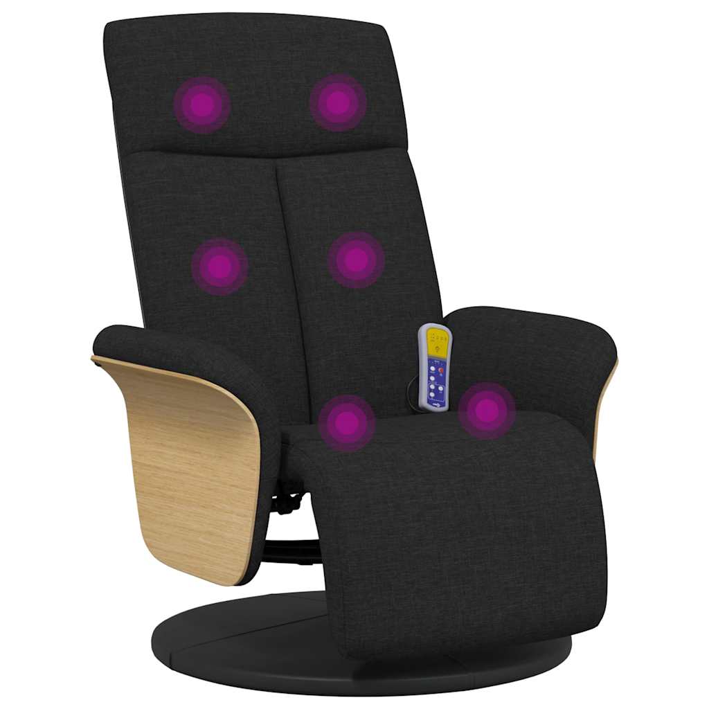 Massage Recliner Chair with Footrest Black Fabric