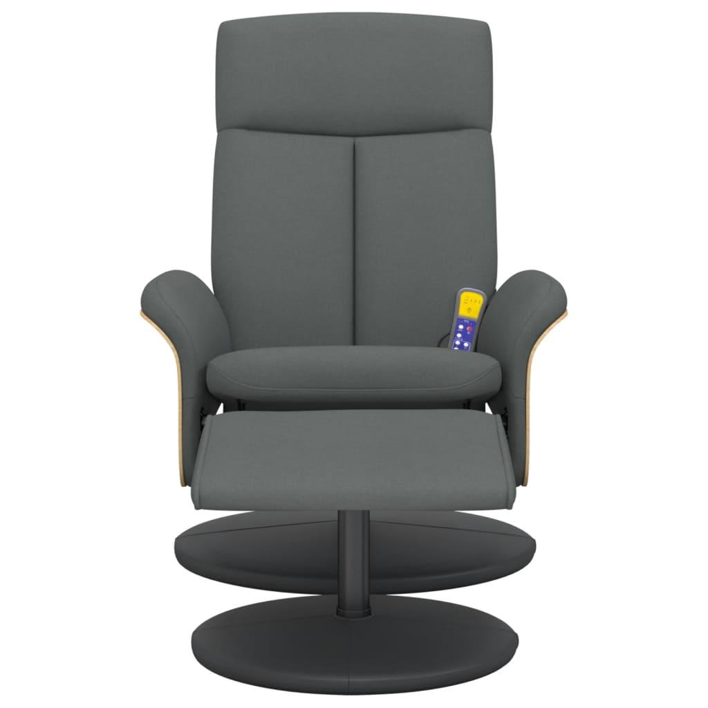 Massage Recliner Chair with Footstool Dark Grey Fabric