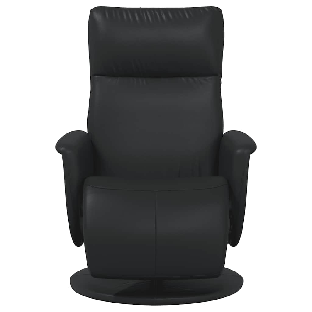 Recliner Chair with Footrest Black Faux Leather