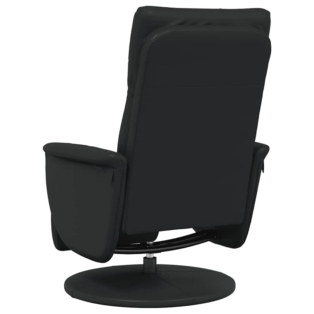 Recliner Chair with Footrest Black Faux Leather