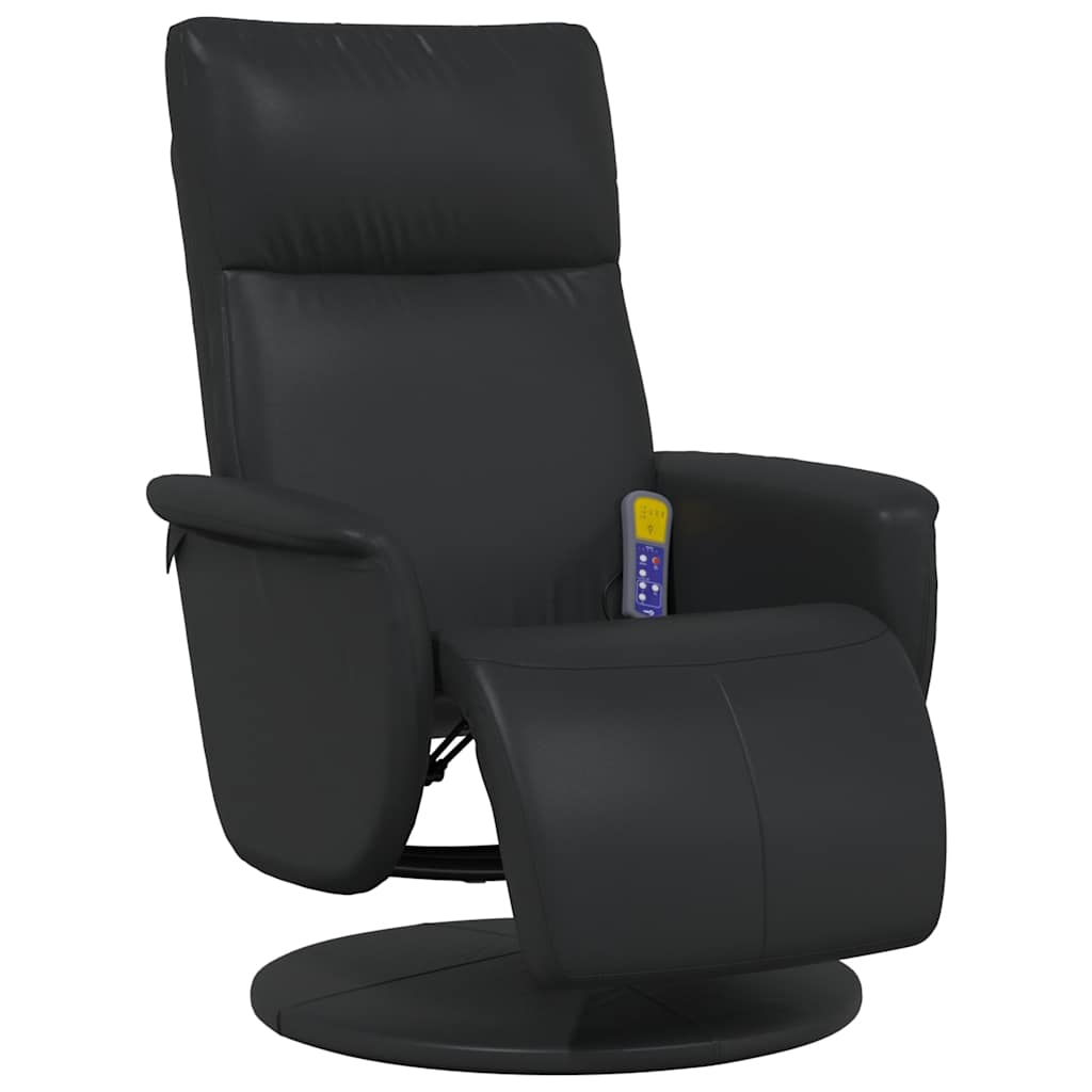 Massage Recliner Chair with Footrest Black Faux Leather