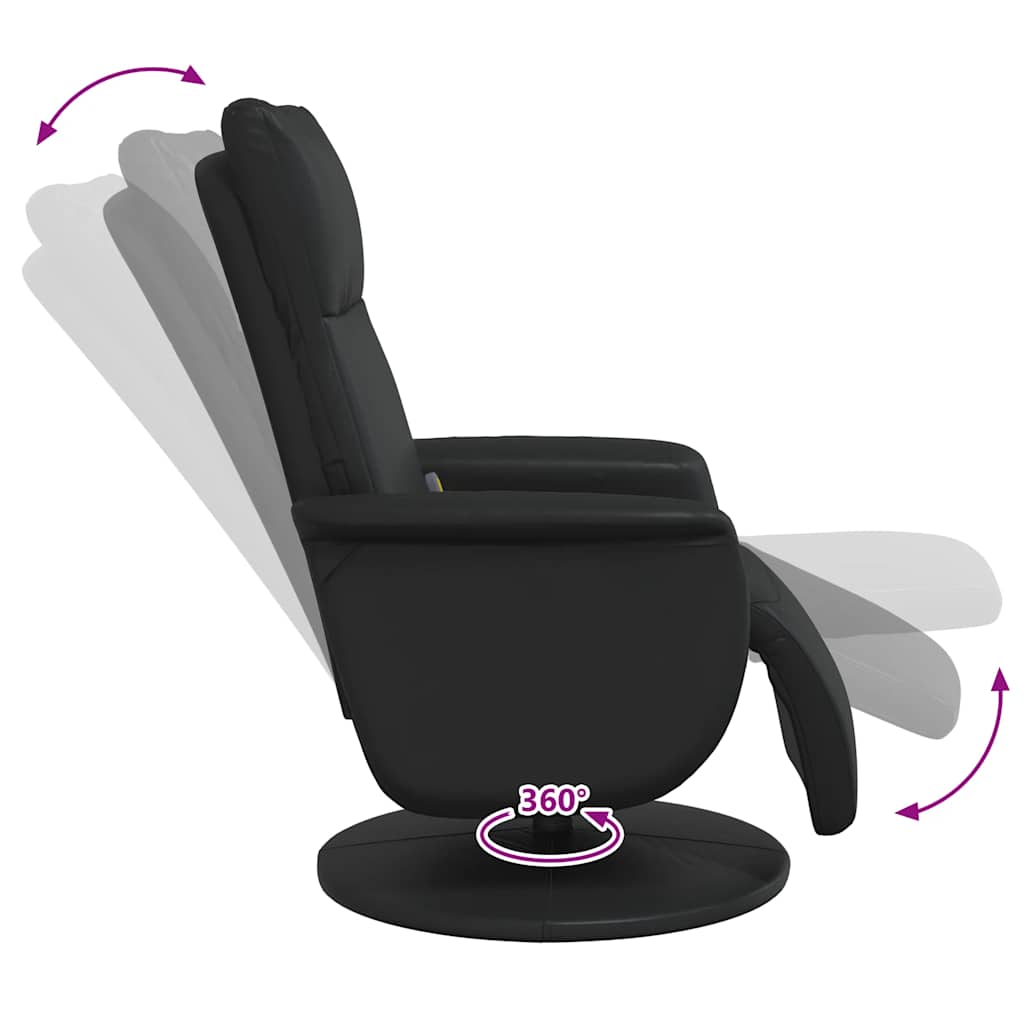 Massage Recliner Chair with Footrest Black Faux Leather