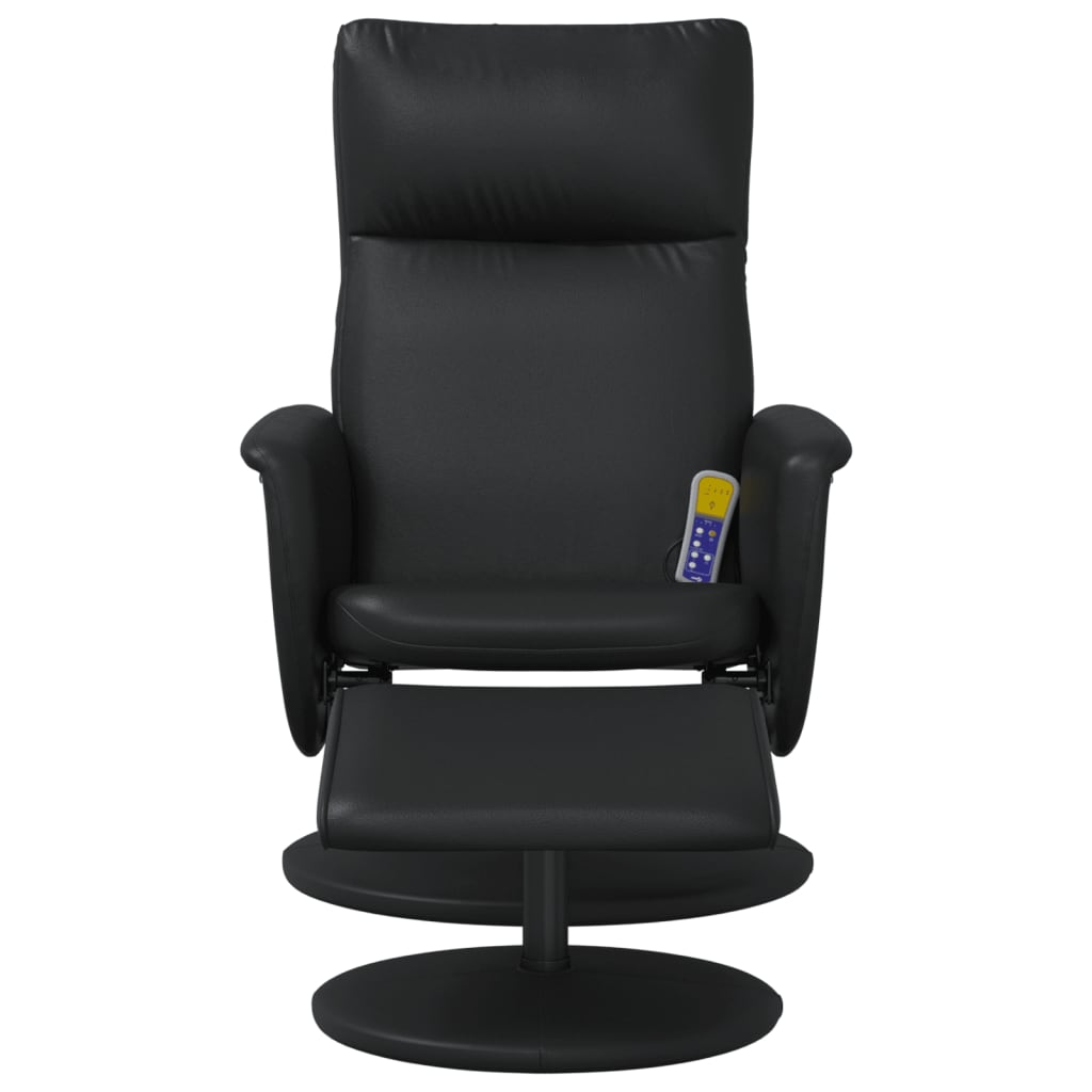 Massage Recliner Chair with Footstool Black Faux Leather