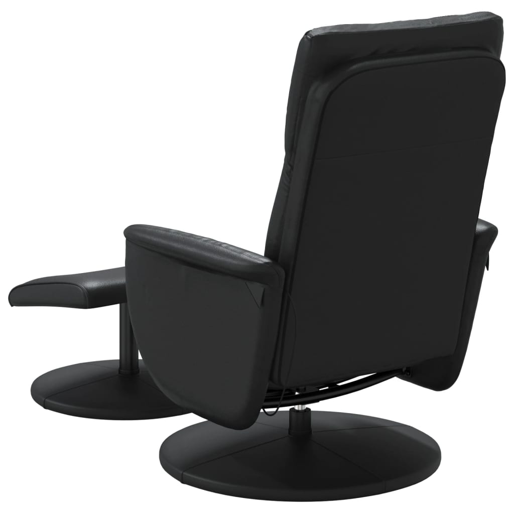 Massage Recliner Chair with Footstool Black Faux Leather