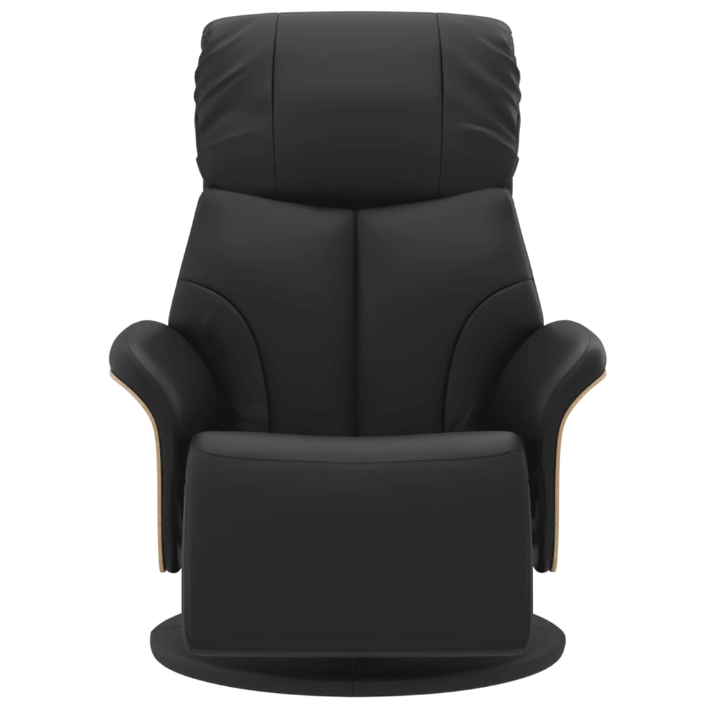 Recliner Chair with Footrest Black Faux Leather