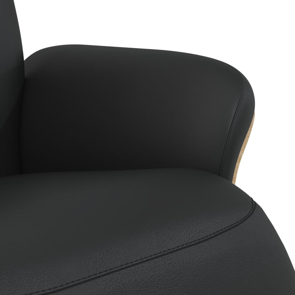 Recliner Chair with Footrest Black Faux Leather