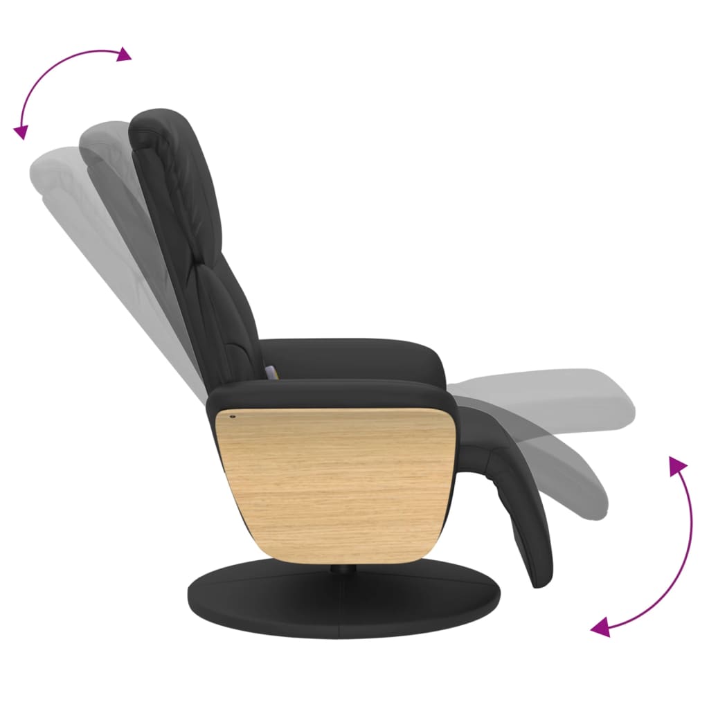 Massage Recliner Chair with Footrest Black Faux Leather