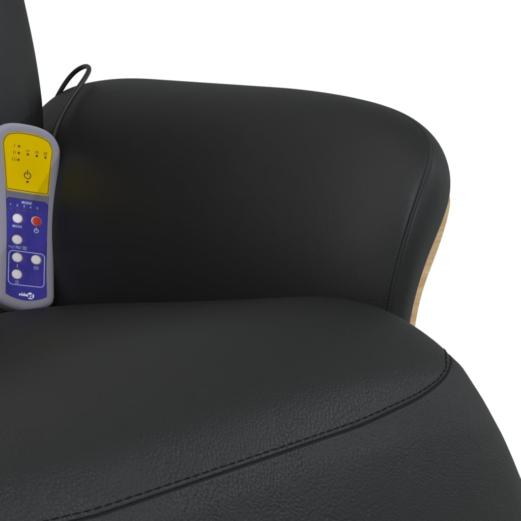 Massage Recliner Chair with Footrest Black Faux Leather