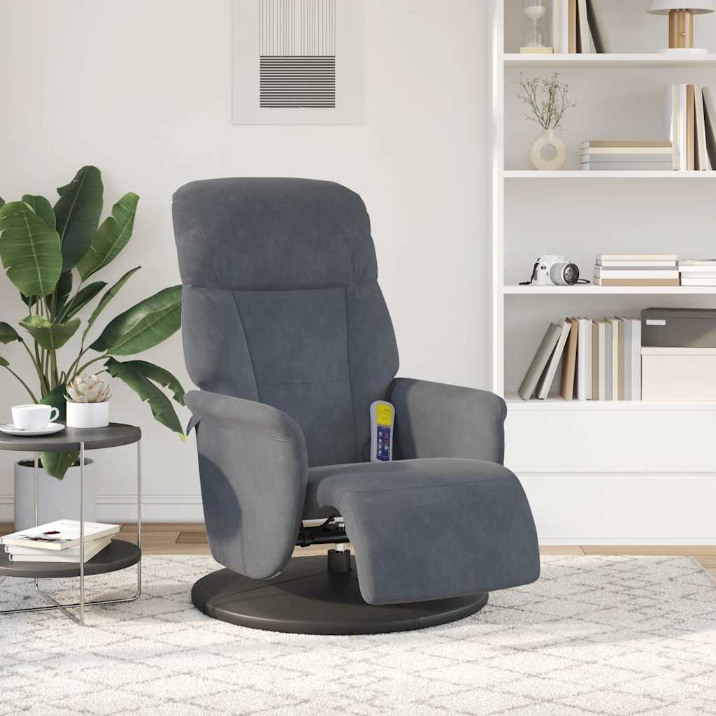 Massage Recliner Chair with Footrest Dark Grey Velvet