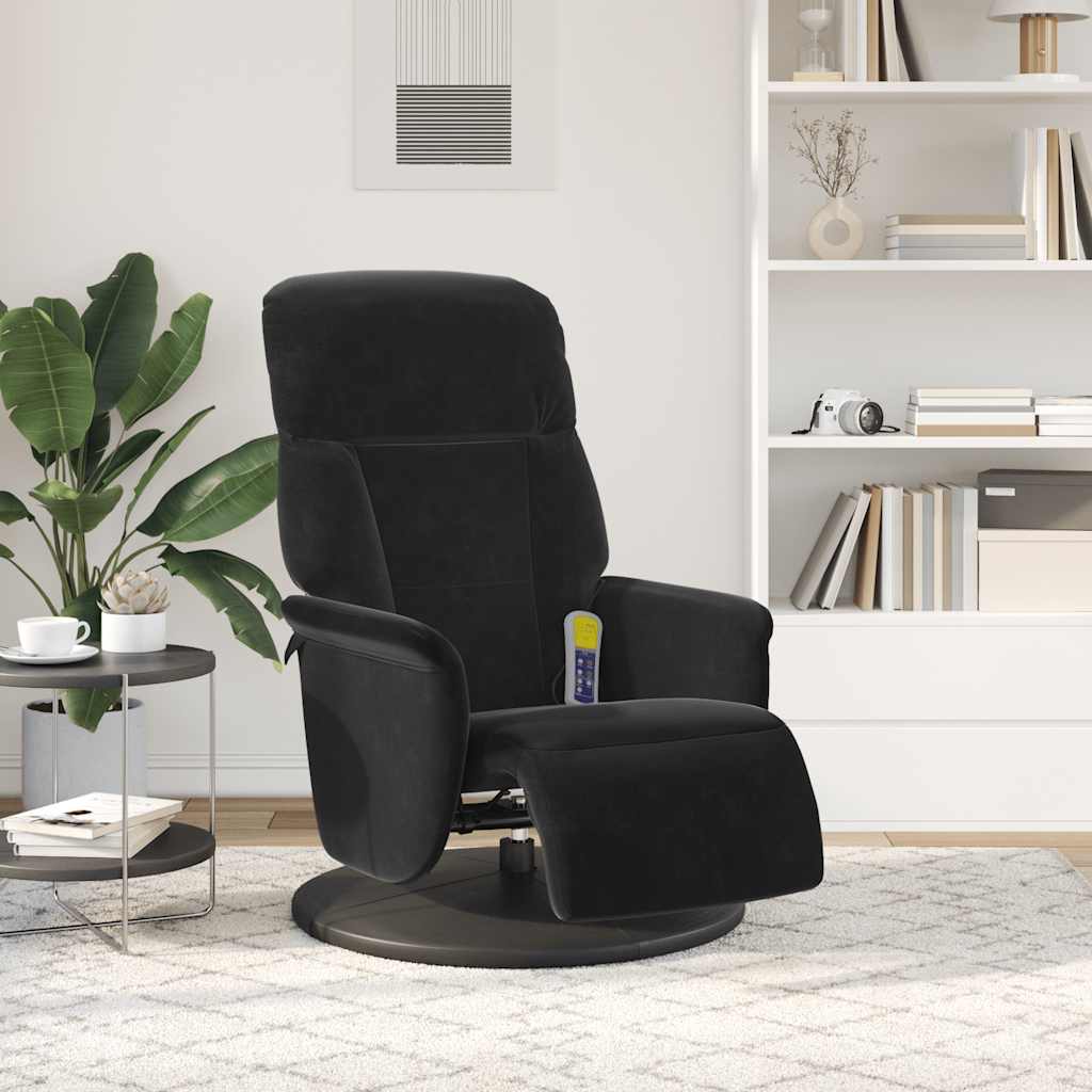 Massage Recliner Chair with Footrest Black Velvet