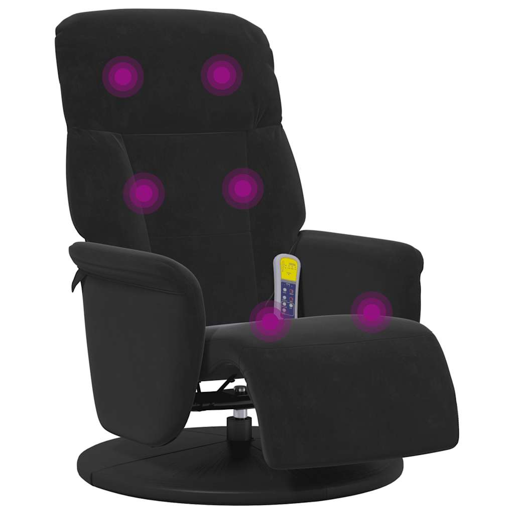 Massage Recliner Chair with Footrest Black Velvet