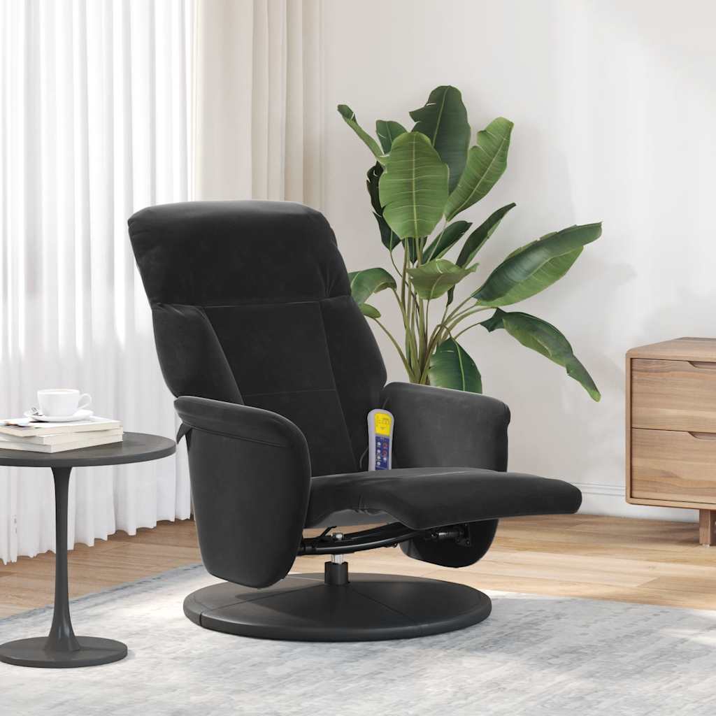Massage Recliner Chair with Footrest Black Velvet