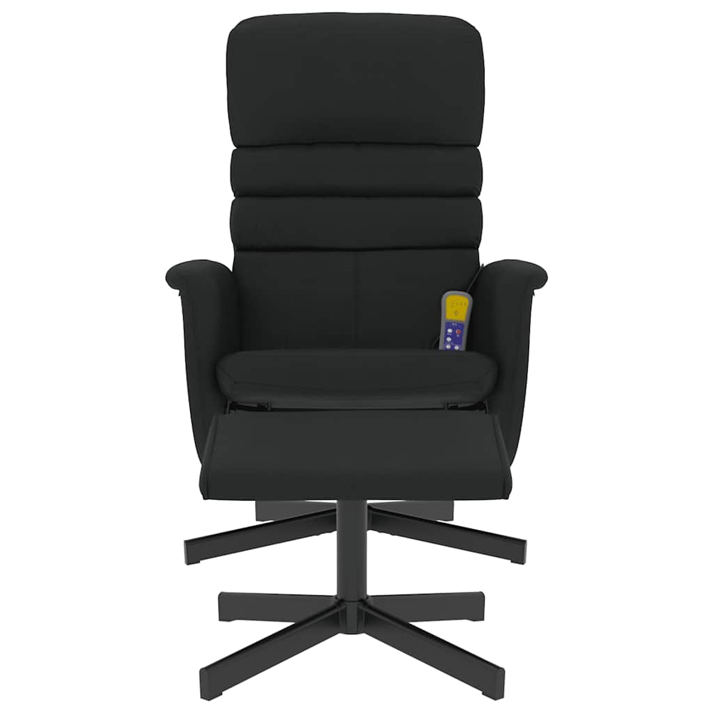 Massage Recliner Chair with Footstool Black Faux Leather