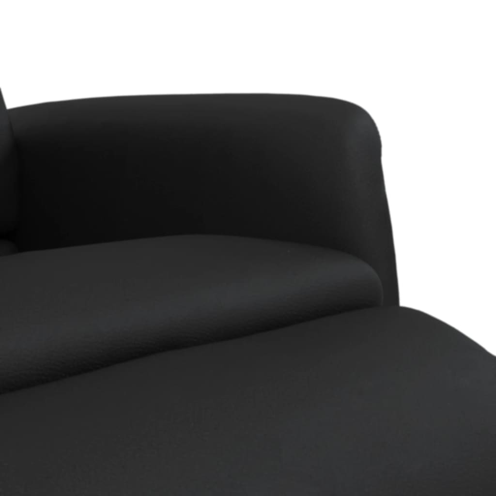 Recliner Chair with Footrest Black Faux Leather