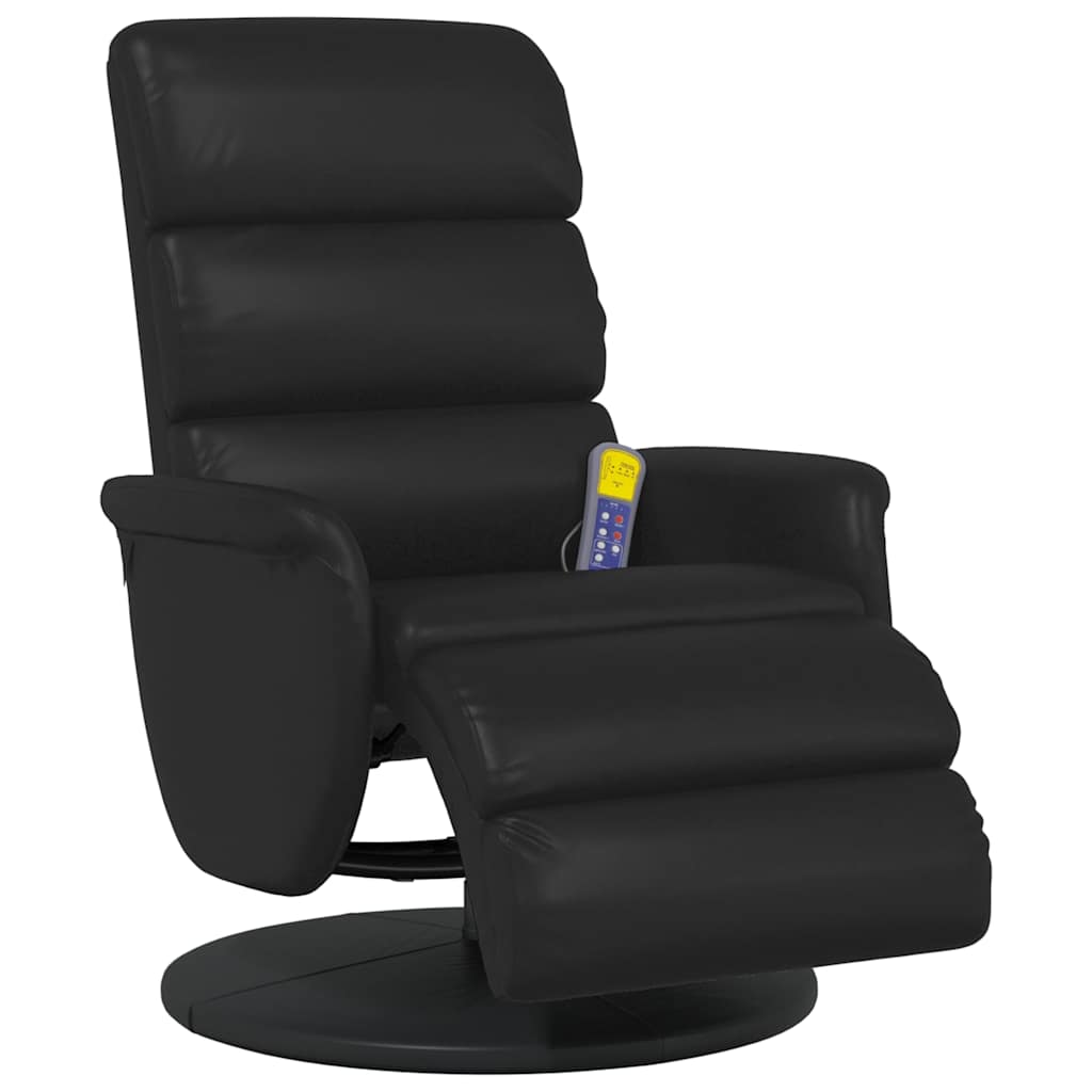Massage Recliner Chair with Footrest Black Faux Leather