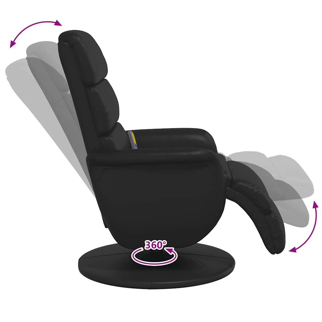 Massage Recliner Chair with Footrest Black Faux Leather