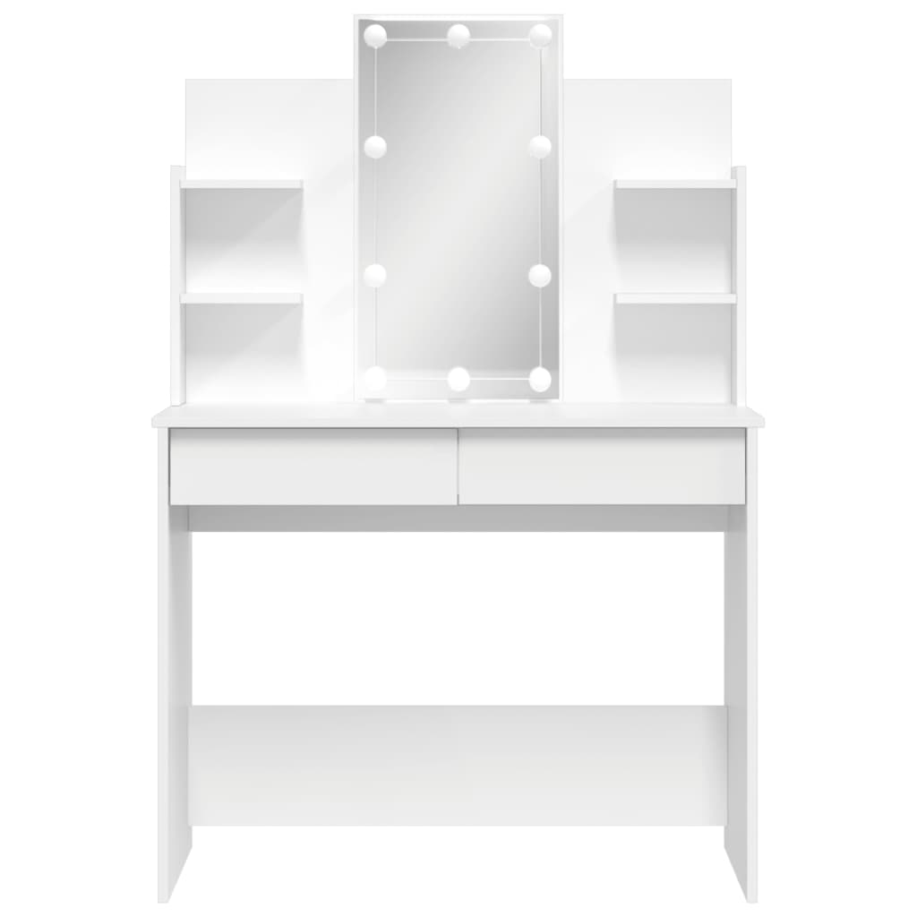 Dressing Table with LED Lights White 96x40x142 cm