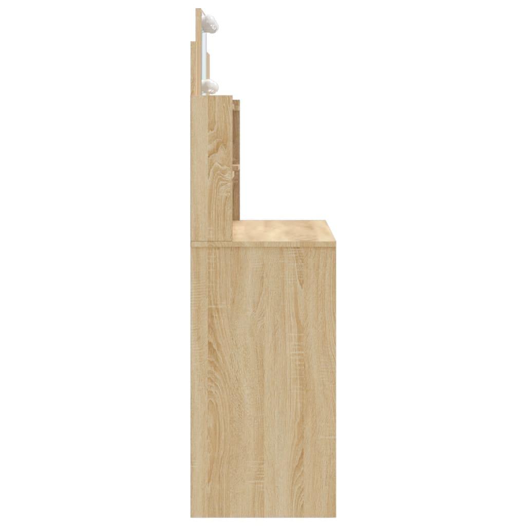 Dressing Table with LED Lights Sonoma Oak 96x40x142 cm
