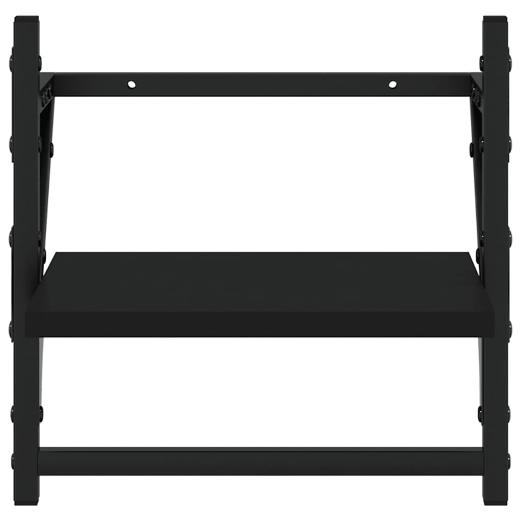 4 Piece Wall Shelf Set with Bars Black Engineered Wood