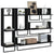 6 Piece Wall Shelf Set with Bars Black Engineered Wood