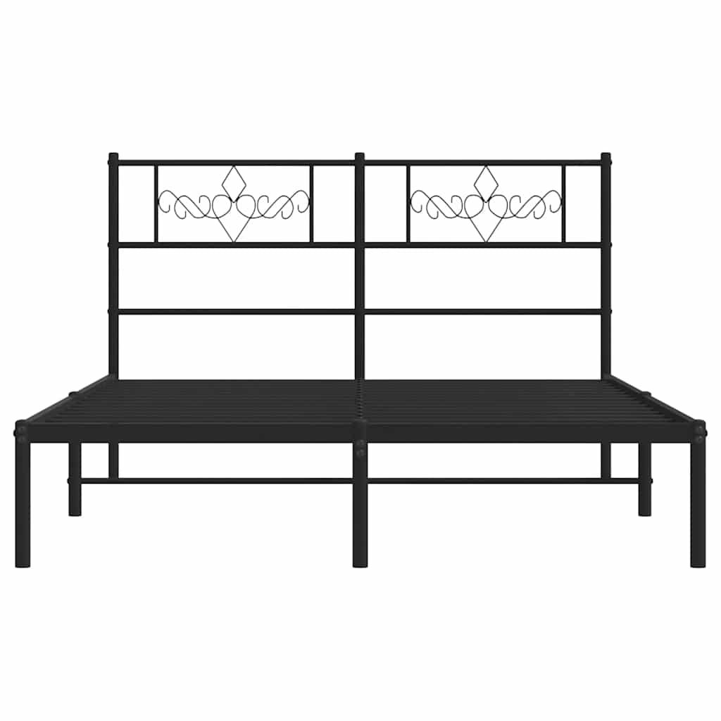 Metal Bed Frame without Mattress with Headboard Black 150x200 cm