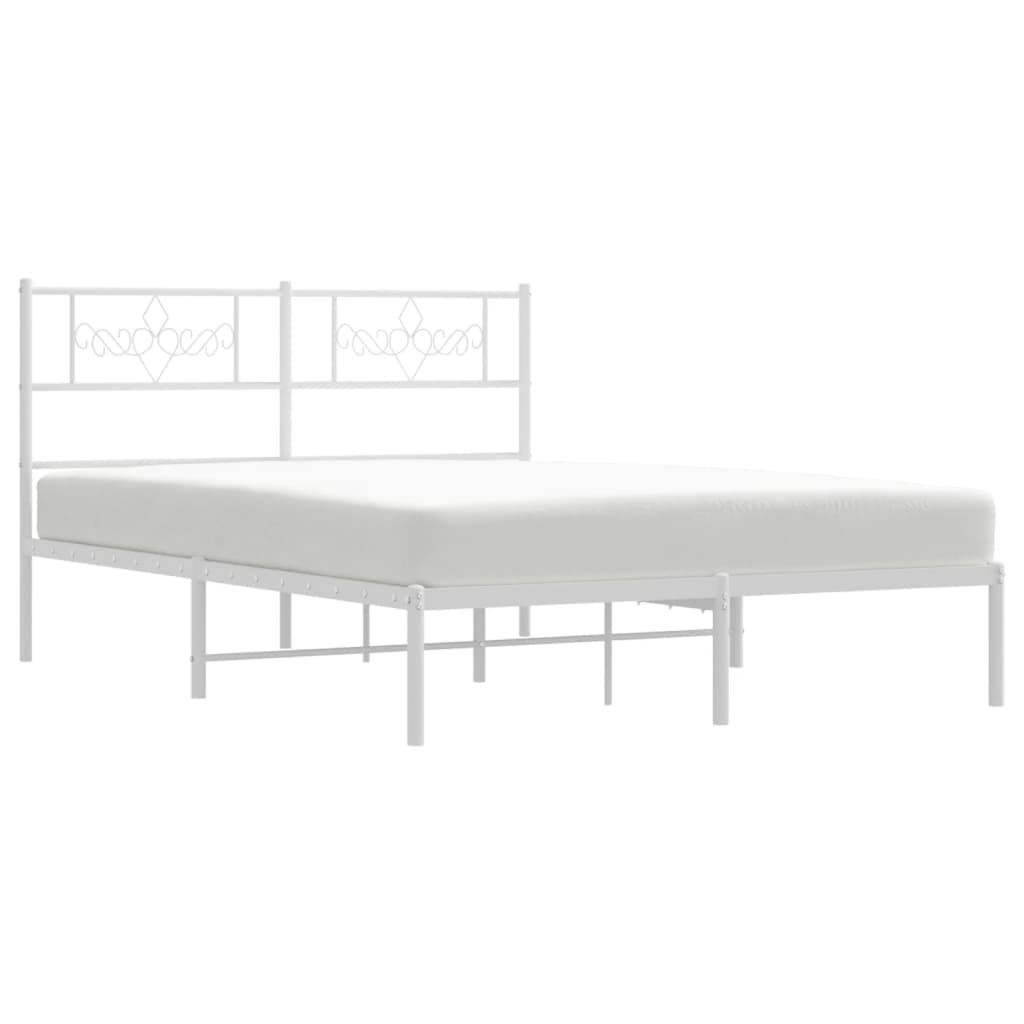 Metal Bed Frame without Mattress with Headboard White 135x190 cm