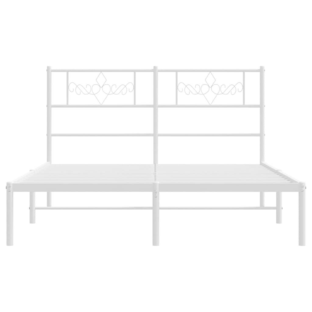 Metal Bed Frame without Mattress with Headboard White 150x200 cm