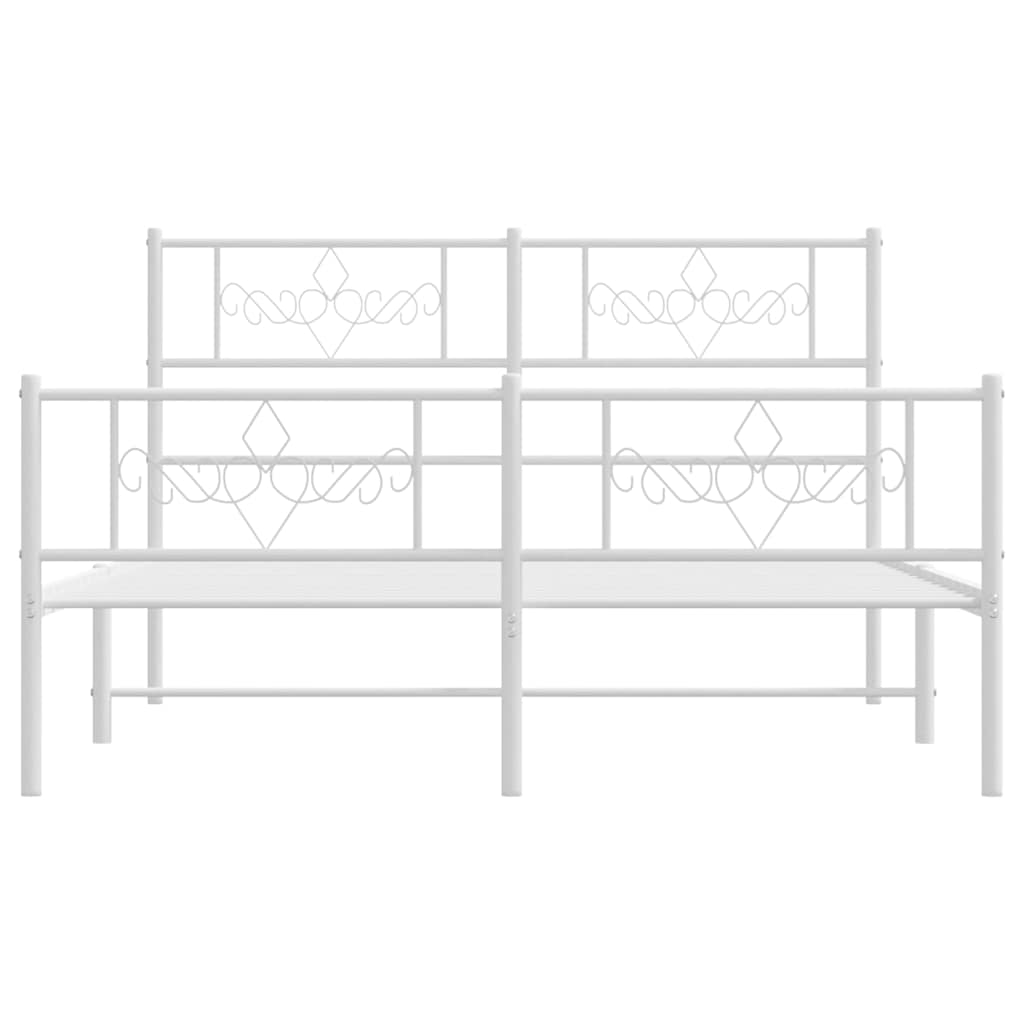 Metal Bed Frame without Mattress with Footboard White 135x190 cm
