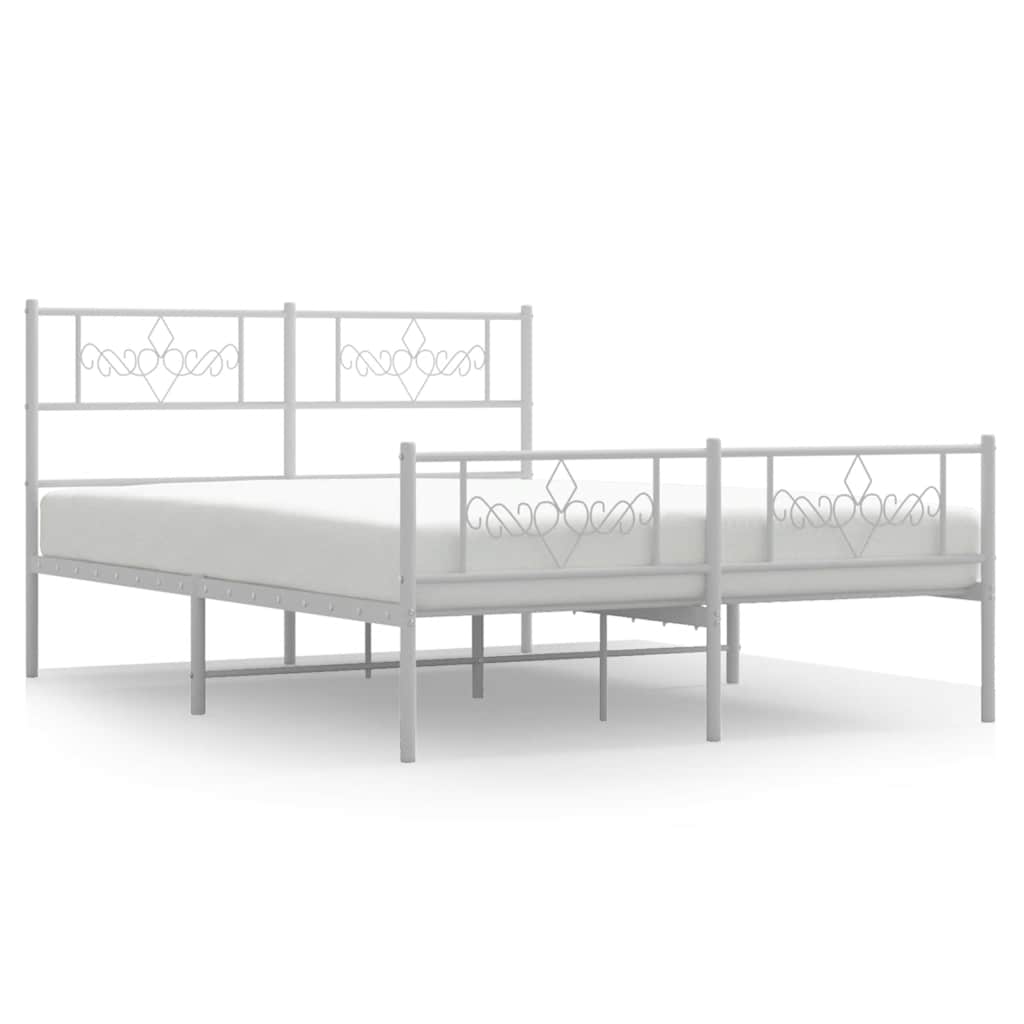 Metal Bed Frame without Mattress with Footboard White 150x200 cm