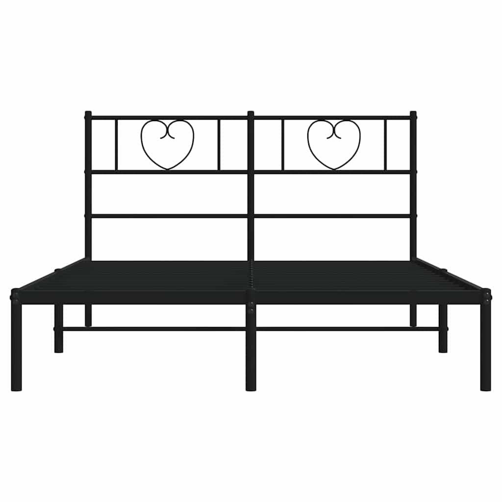 Metal Bed Frame without Mattress with Headboard Black 135x190 cm