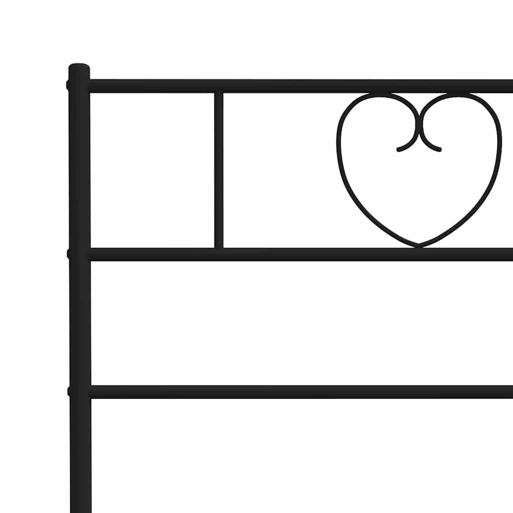 Metal Bed Frame without Mattress with Headboard Black 135x190 cm