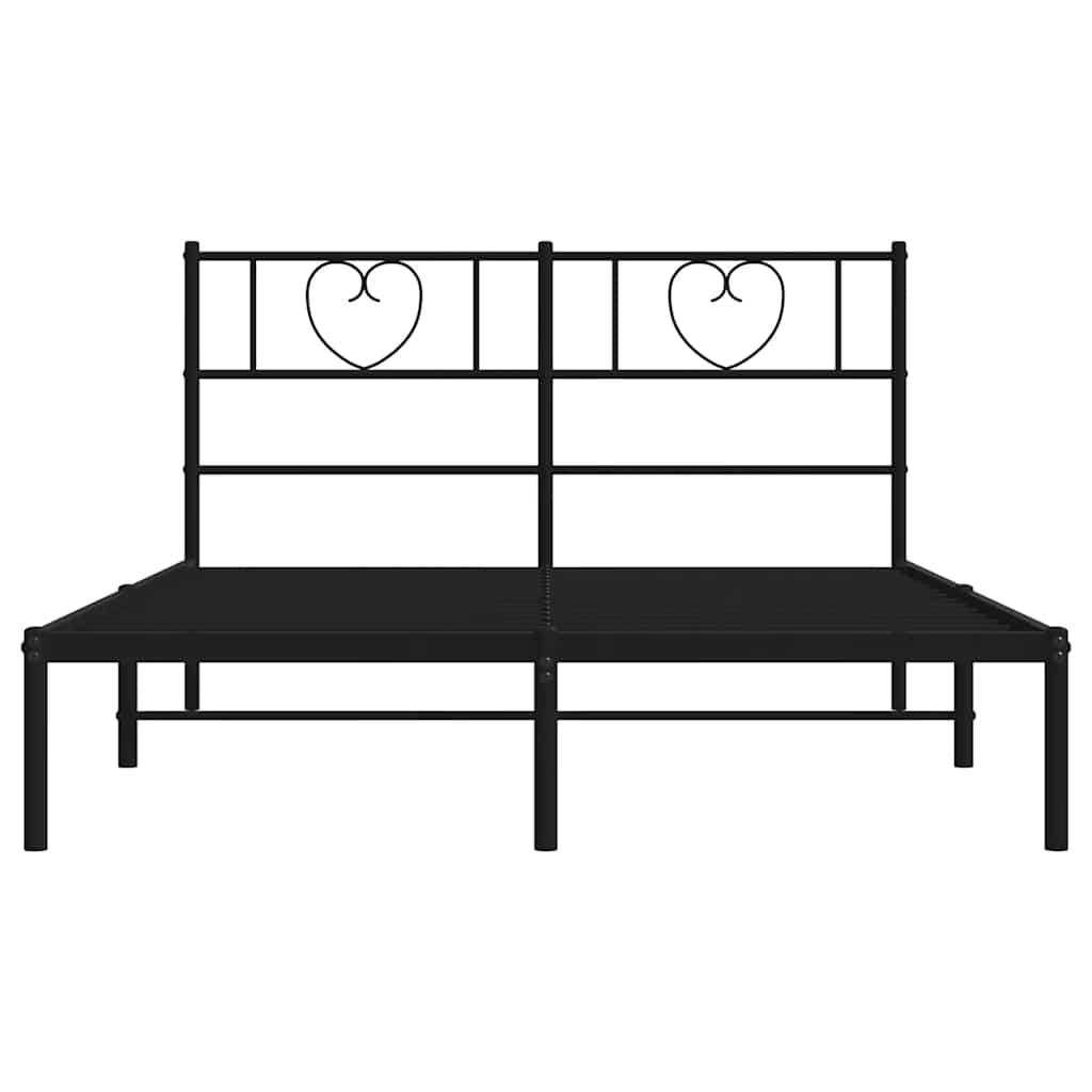 Metal Bed Frame without Mattress with Headboard Black 150x200 cm