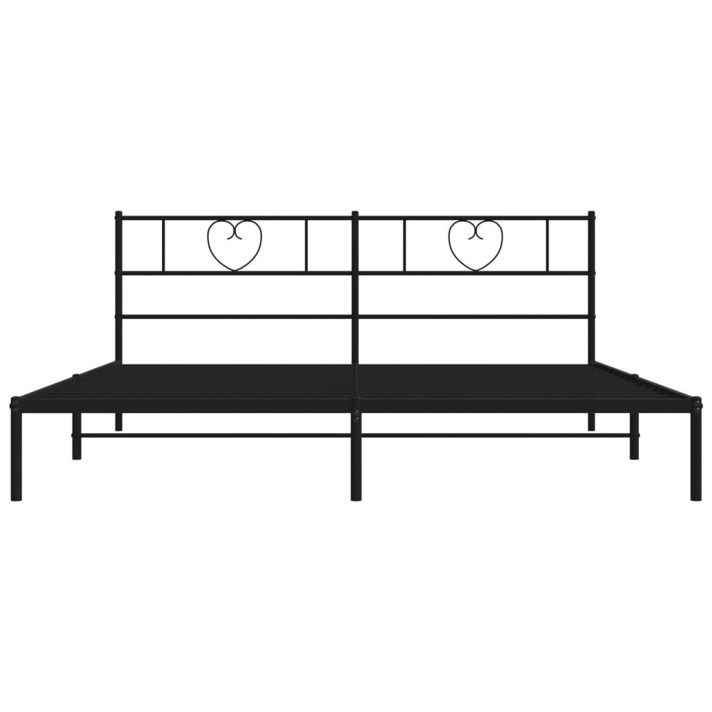 Metal Bed Frame without Mattress with Headboard Black 183x203 cm King