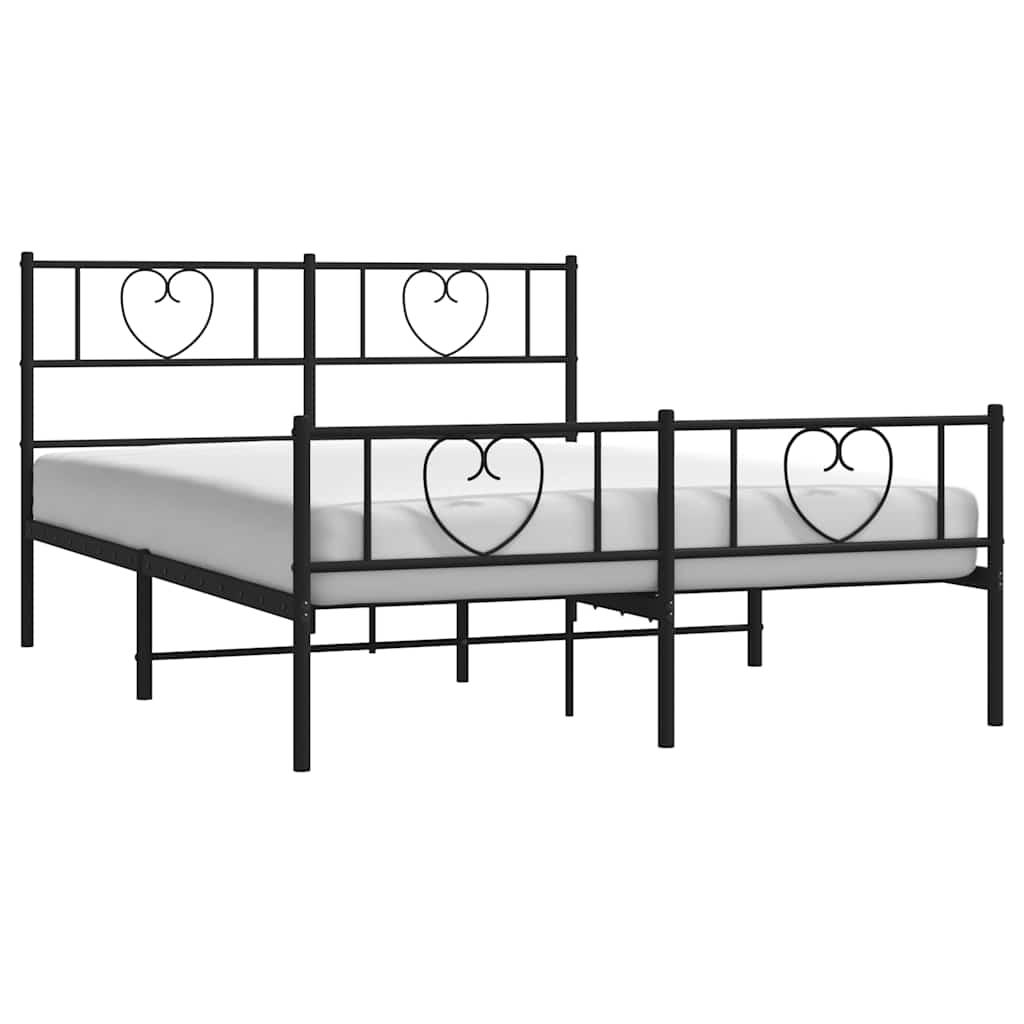 Metal Bed Frame without Mattress with Footboard Black 150x200 cm