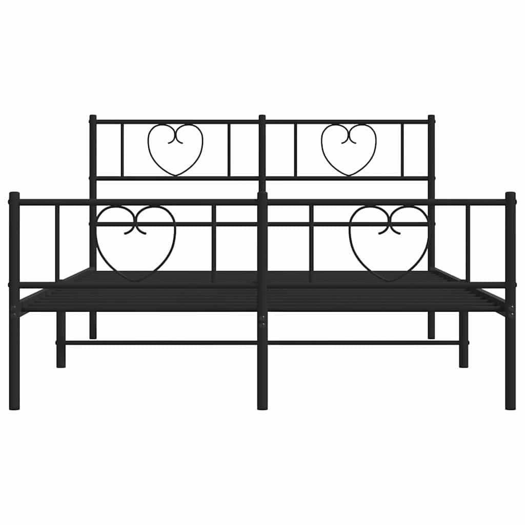 Metal Bed Frame without Mattress with Footboard Black 150x200 cm