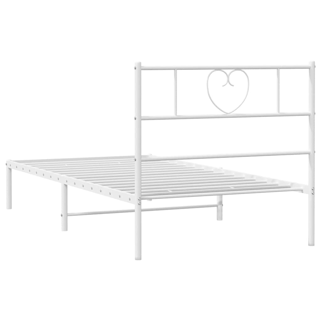 Metal Bed Frame without Mattress with Headboard White 107x203 cm King Single