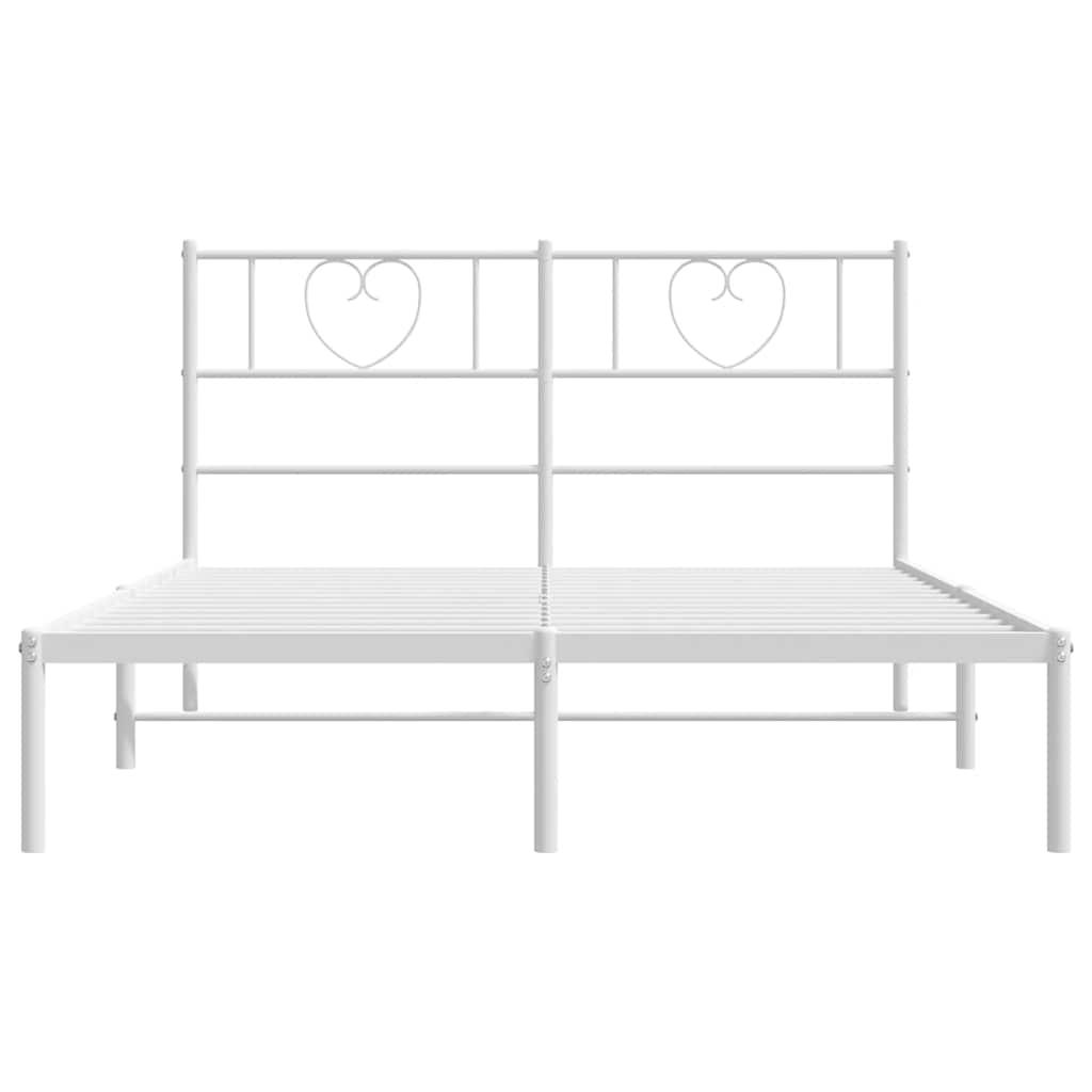 Metal Bed Frame without Mattress with Headboard White 135x190 cm