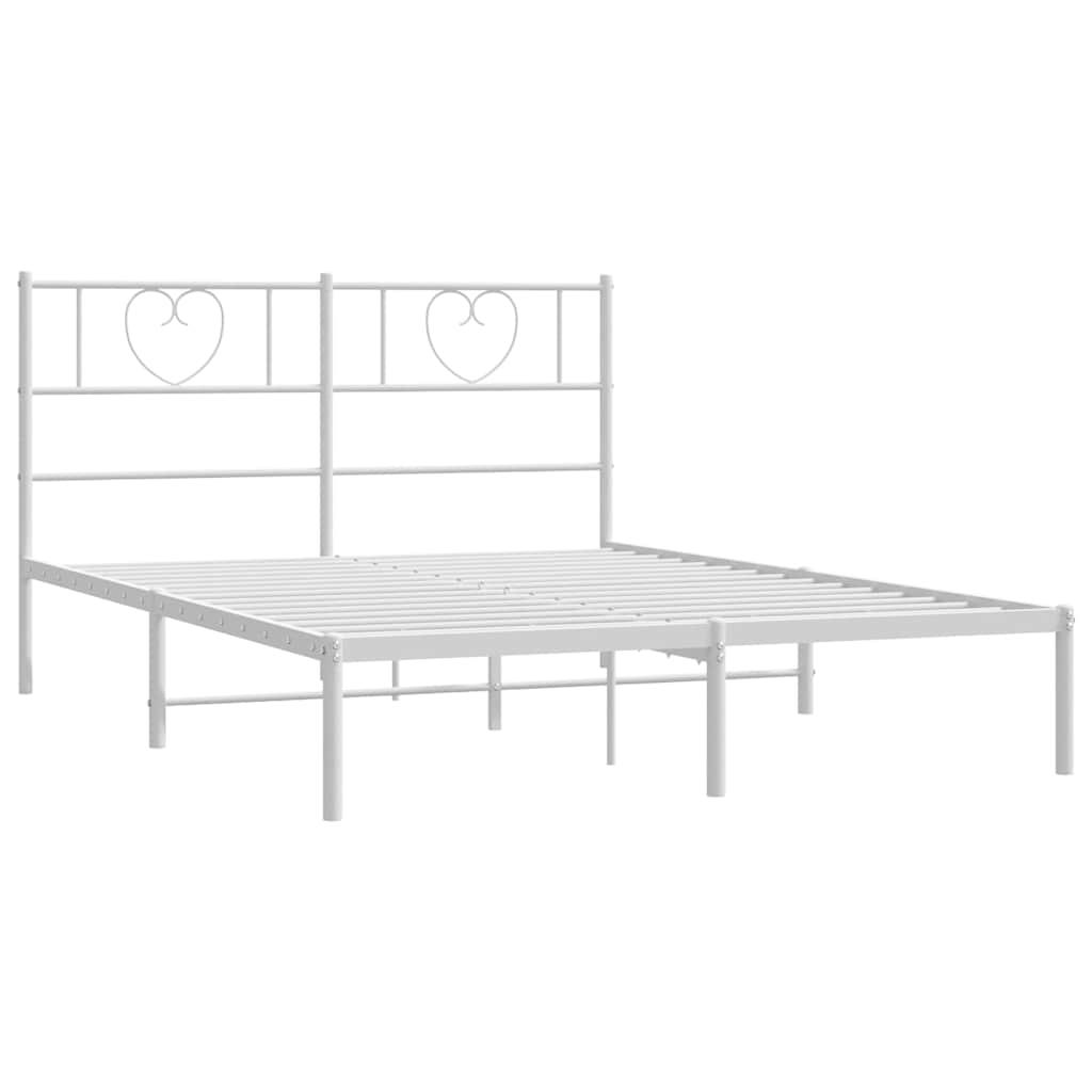 Metal Bed Frame without Mattress with Headboard White 135x190 cm