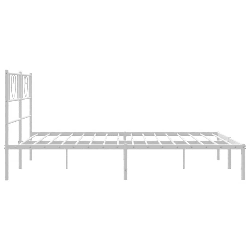 Metal Bed Frame without Mattress with Headboard White 135x190 cm