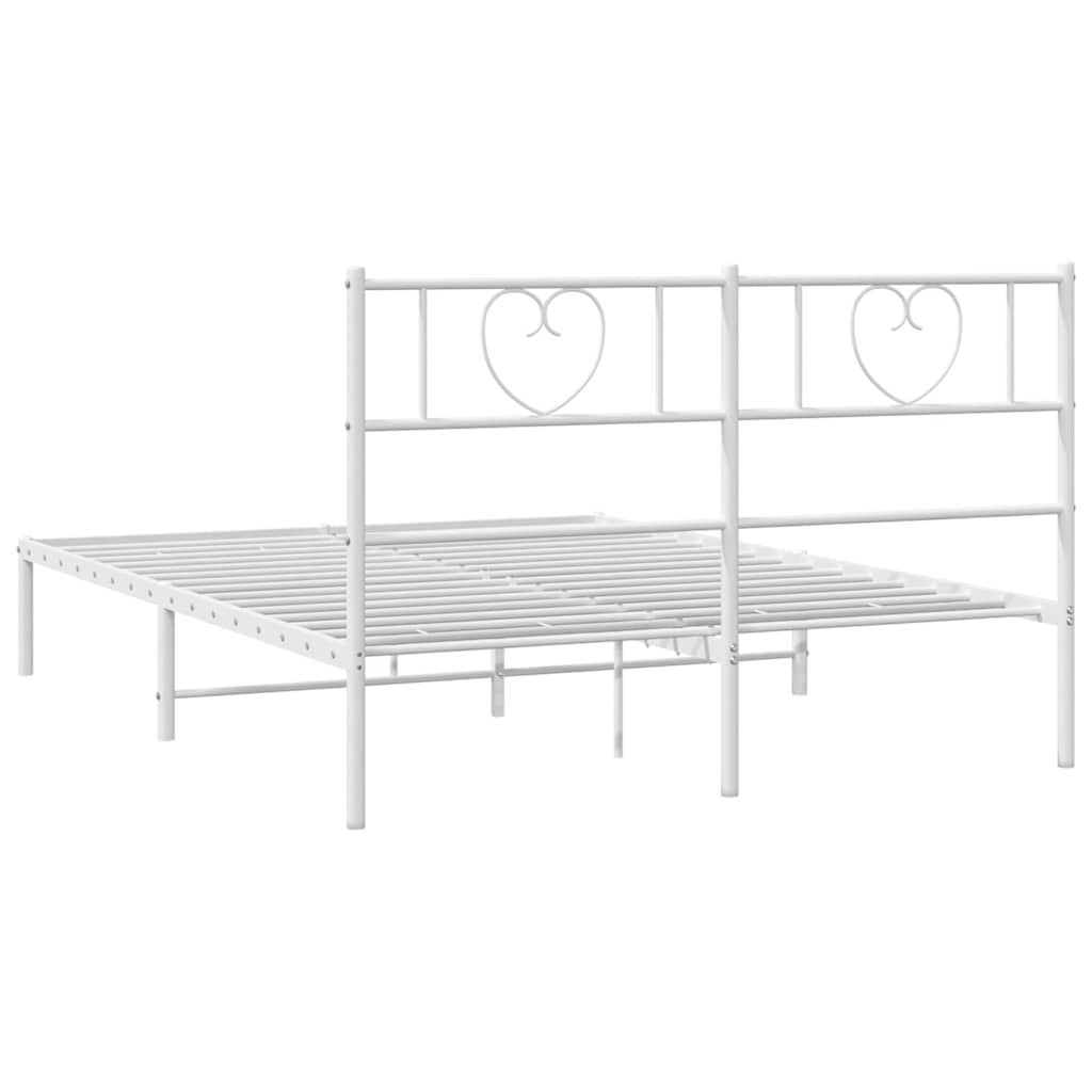 Metal Bed Frame without Mattress with Headboard White 135x190 cm