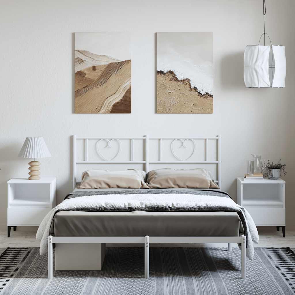 Metal Bed Frame without Mattress with Headboard White 150x200 cm